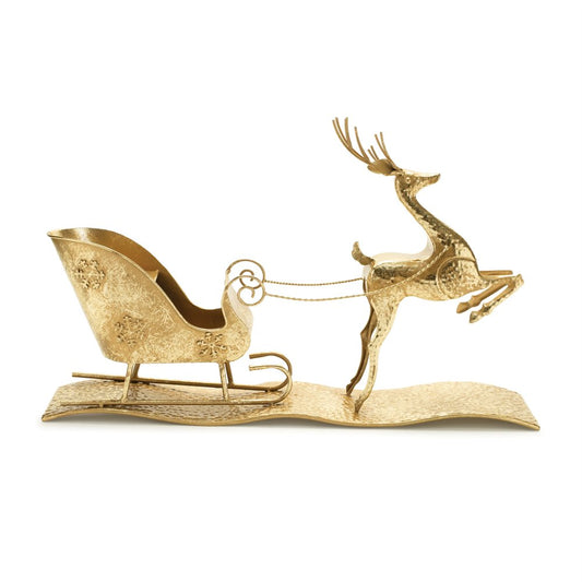 15" Gold Iron Deer Christmas Tabletop Sculpture