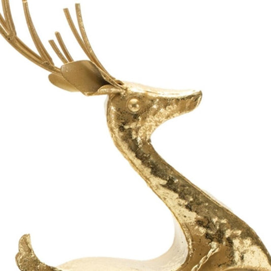 15" Gold Iron Deer Christmas Tabletop Sculpture