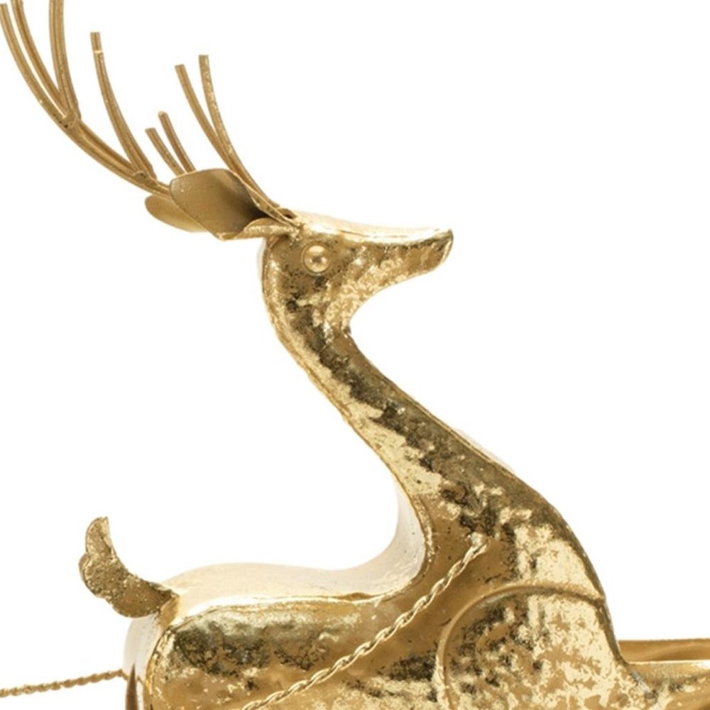 15" Gold Iron Deer Christmas Tabletop Sculpture