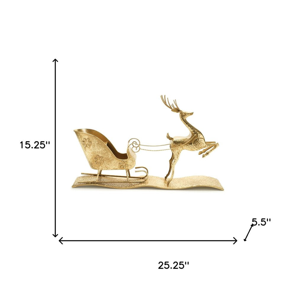 15" Gold Iron Deer Christmas Tabletop Sculpture
