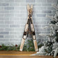 36" Beige And Brown Skiing Tabletop Sculpture