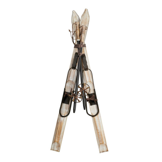 36" Beige And Brown Skiing Tabletop Sculpture