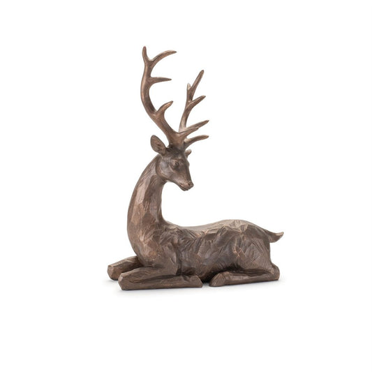 Set of Two Brown Polyresin Deer Figurine