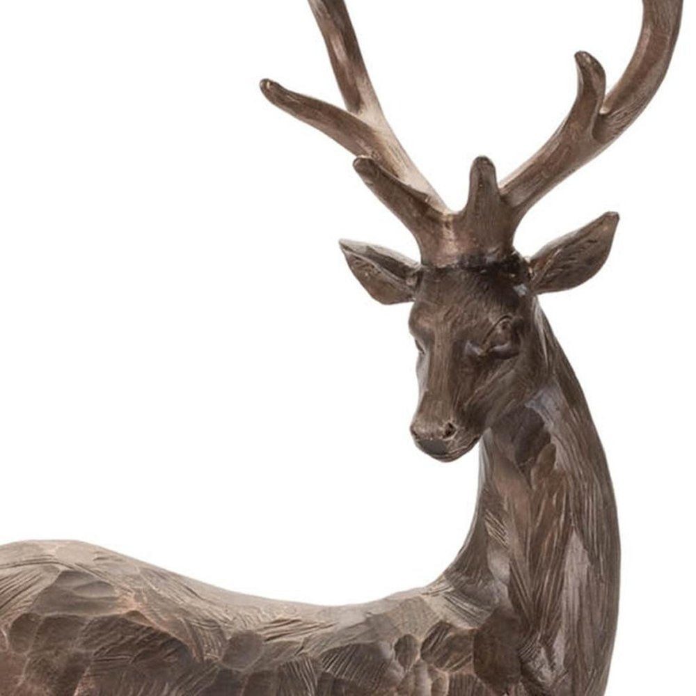 Set of Two Brown Polyresin Deer Figurine