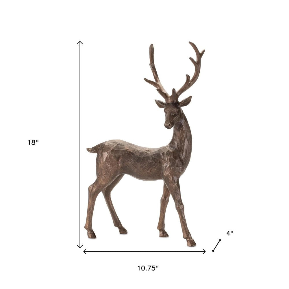 Set of Two Brown Polyresin Deer Figurine