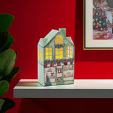 12" Gold Green And Red Iron House Tabletop Sculpture