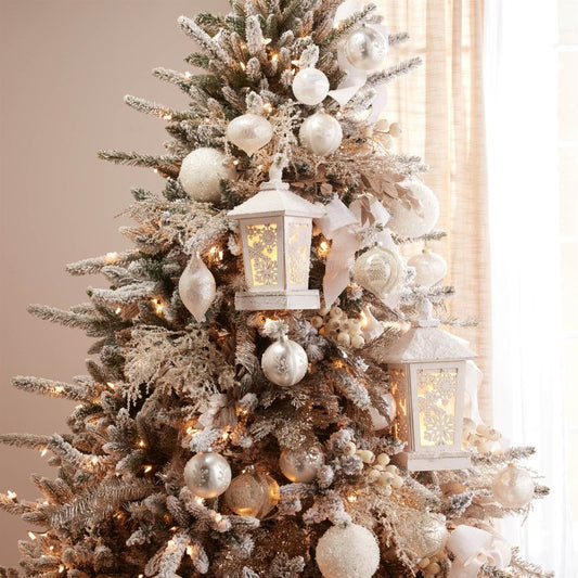 14" White Wood Tabletop Sculpture with LED