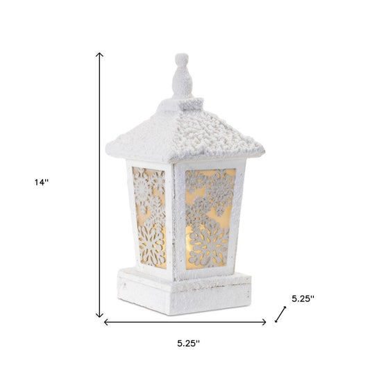 14" White Wood Tabletop Sculpture with LED