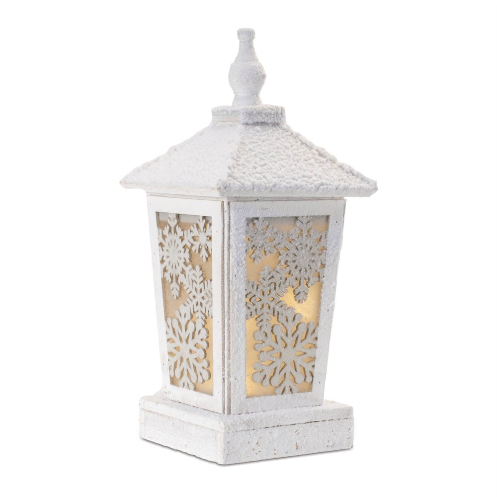 17" White Wood Tabletop Sculpture with LED