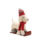 Set of Two Red White And Green Fabric Dog Figurine