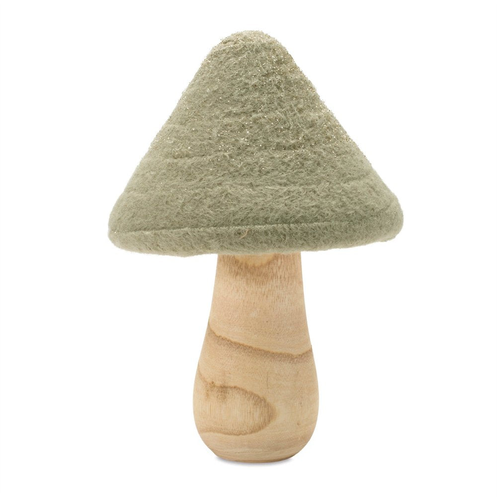 Set of Two Green And Gold Mushroom Tabletop Sculpture
