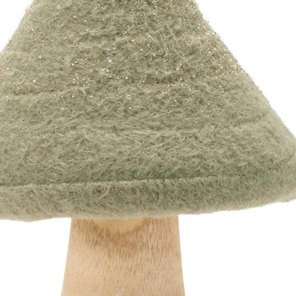 Set of Two Green And Gold Mushroom Tabletop Sculpture