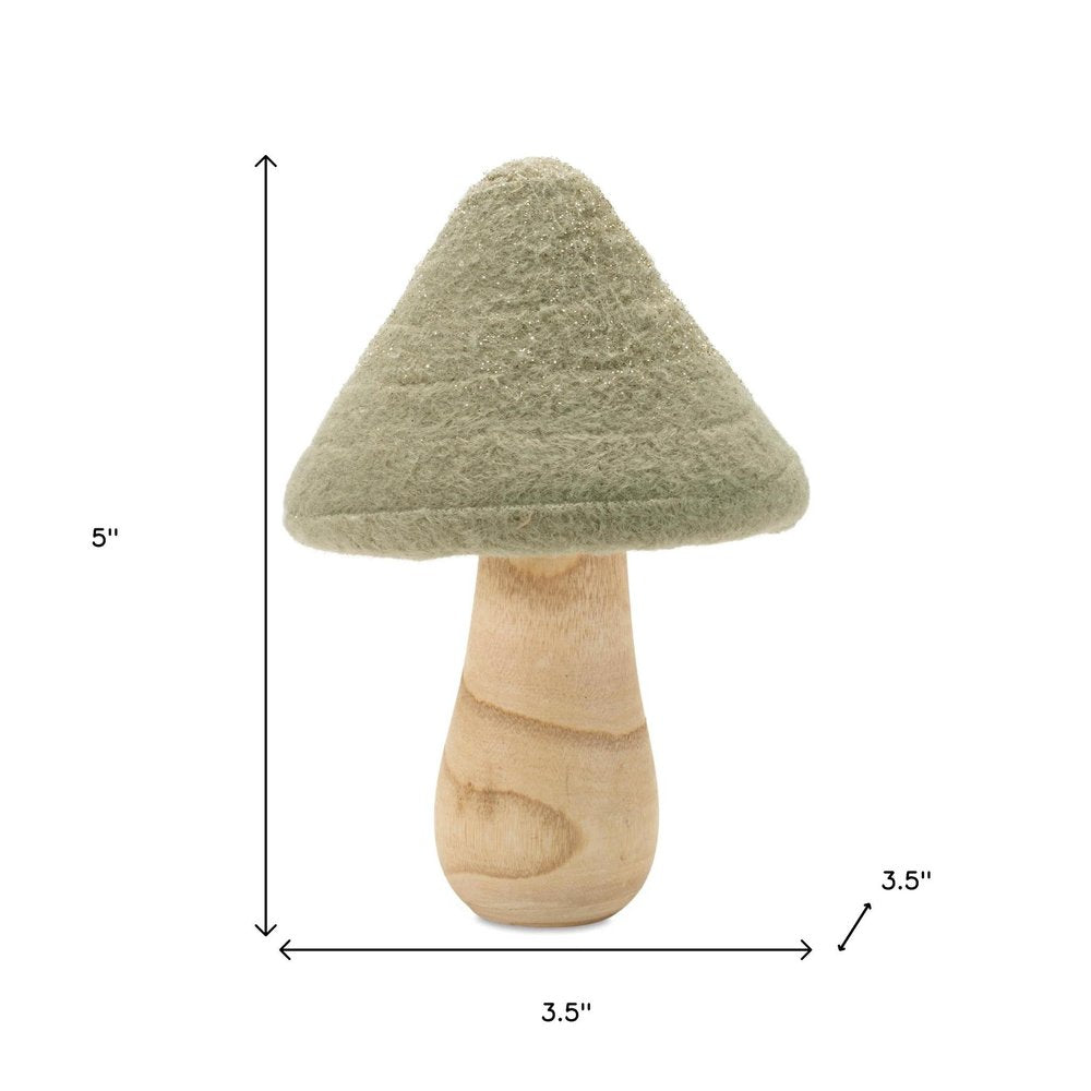 Set of Two Green And Gold Mushroom Tabletop Sculpture