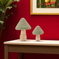 Set of Two Green And Gold Mushroom Tabletop Sculpture