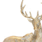 Set of Two Gold And White Polyresin Deer Christmas Figurine
