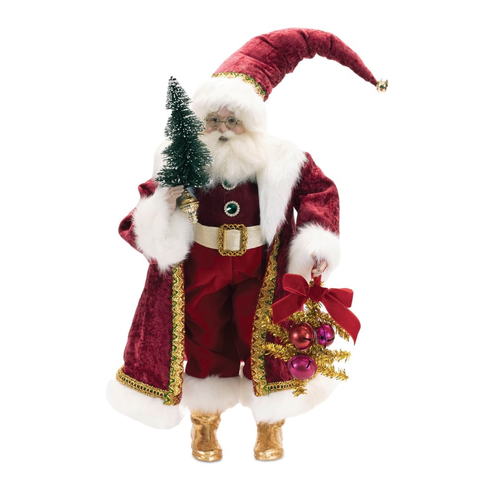 25" Red And White Resin Christmas Santa Figurine