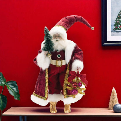 25" Red And White Resin Christmas Santa Figurine