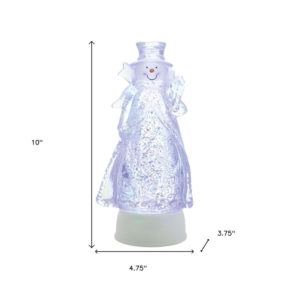 10" Clear Plastic Christmas Snowman Tabletop Sculpture with LED