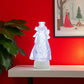 10" Clear Plastic Christmas Snowman Tabletop Sculpture with LED