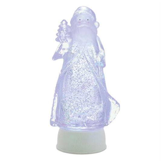 10" Clear Plastic Christmas Santa Tabletop Sculpture with LED