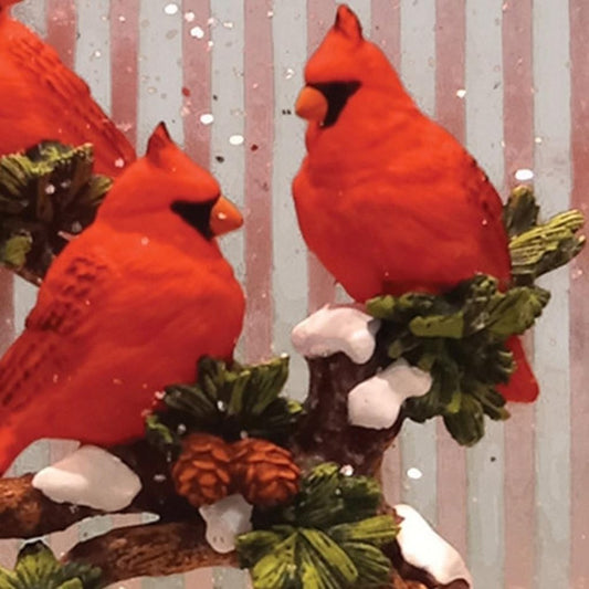 11" White And Red Plastic Bird Tabletop Sculpture with LED