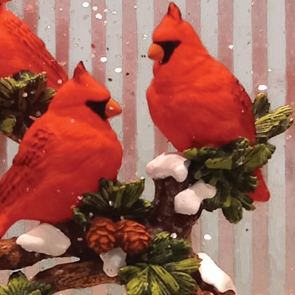 11" White And Red Plastic Bird Tabletop Sculpture with LED