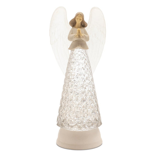 13" White Plastic Angel Tabletop Sculpture with LED