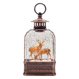11" Brown And White Plastic Deer Tabletop Sculpture with LED