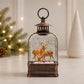 11" Brown And White Plastic Deer Tabletop Sculpture with LED