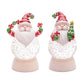 Set of Two White Green And Red Plastic Christmas Santa Tabletop Sculpture with LED
