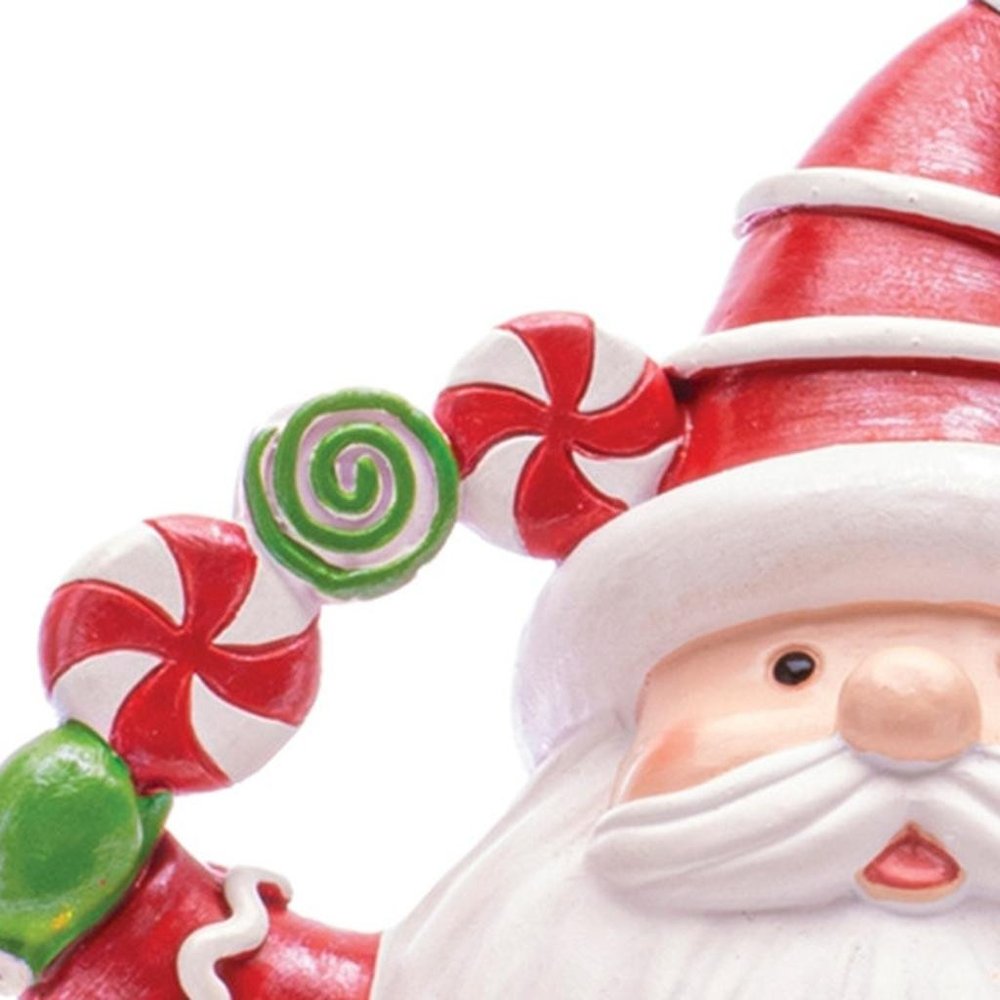 Set of Two White Green And Red Plastic Christmas Santa Tabletop Sculpture with LED