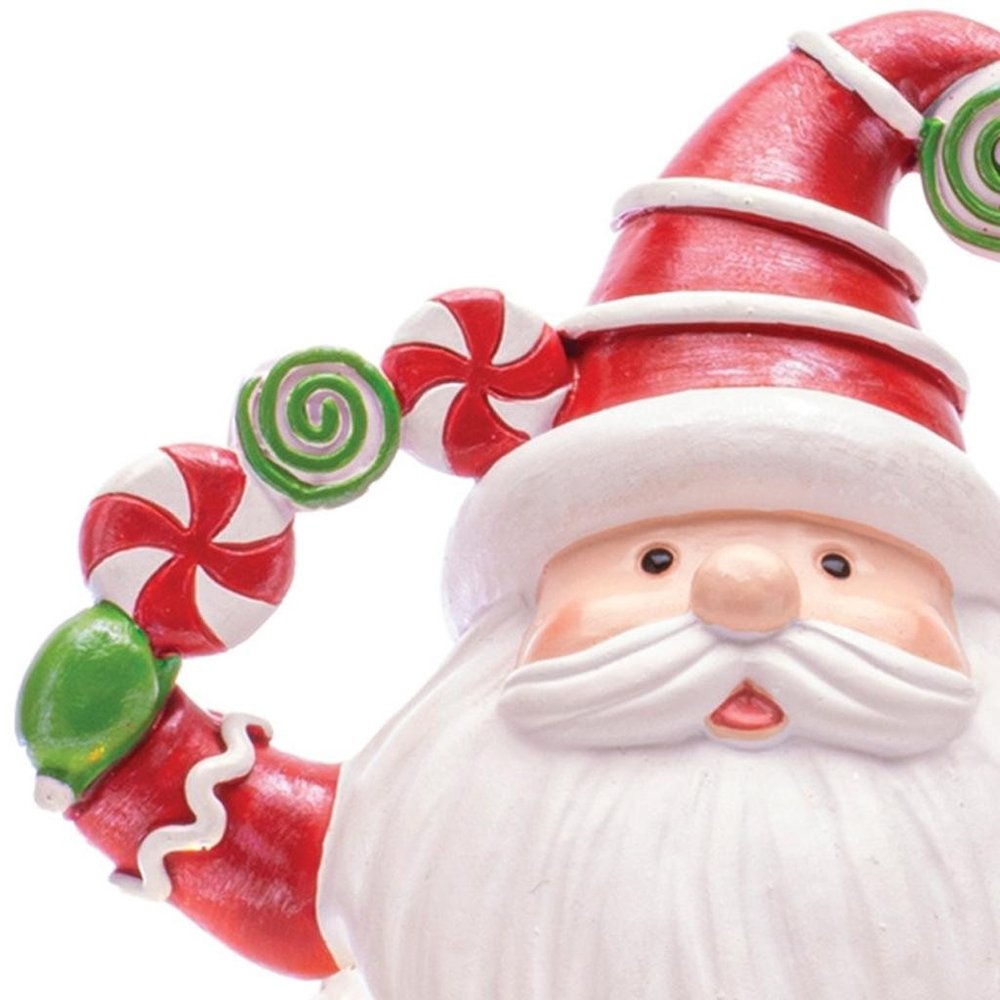 Set of Two White Green And Red Plastic Christmas Santa Tabletop Sculpture with LED