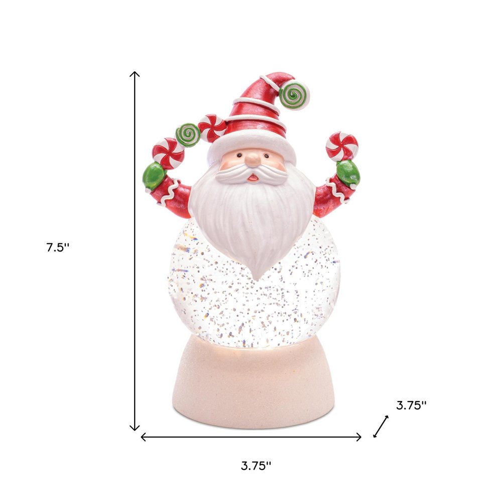 Set of Two White Green And Red Plastic Christmas Santa Tabletop Sculpture with LED