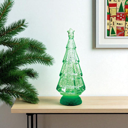 12" Green Plastic Trees Christmas Christmas Tree Tabletop Sculpture with LED