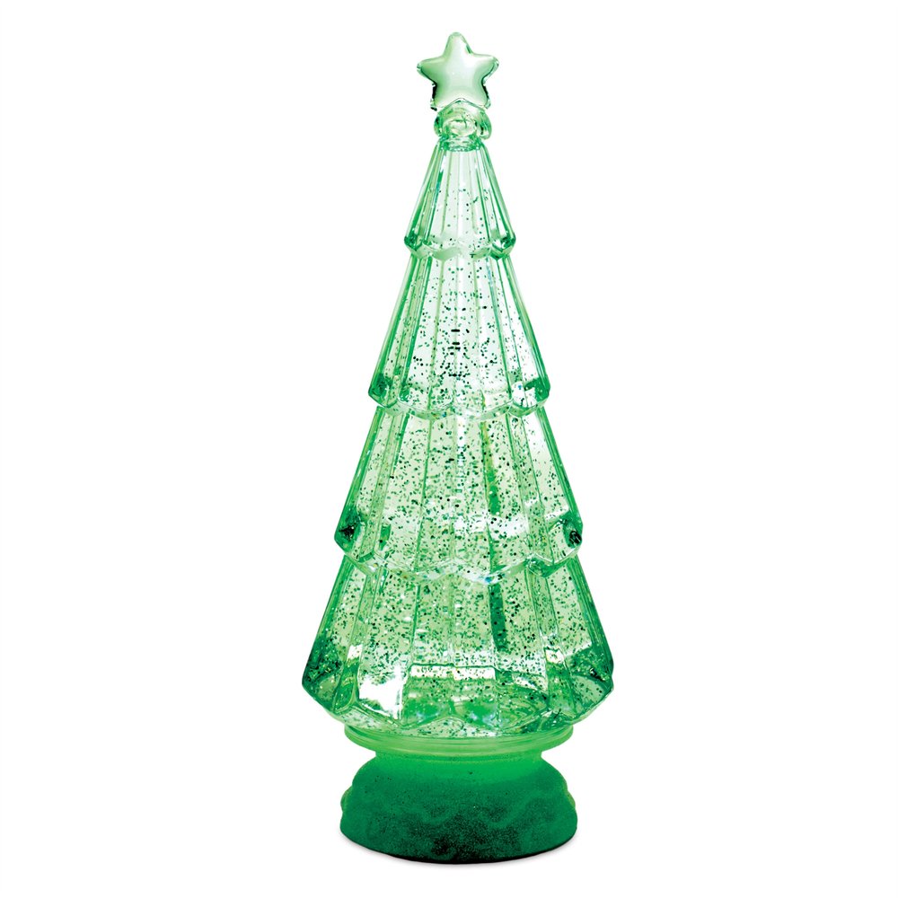 12" Green Plastic Trees Christmas Christmas Tree Tabletop Sculpture with LED