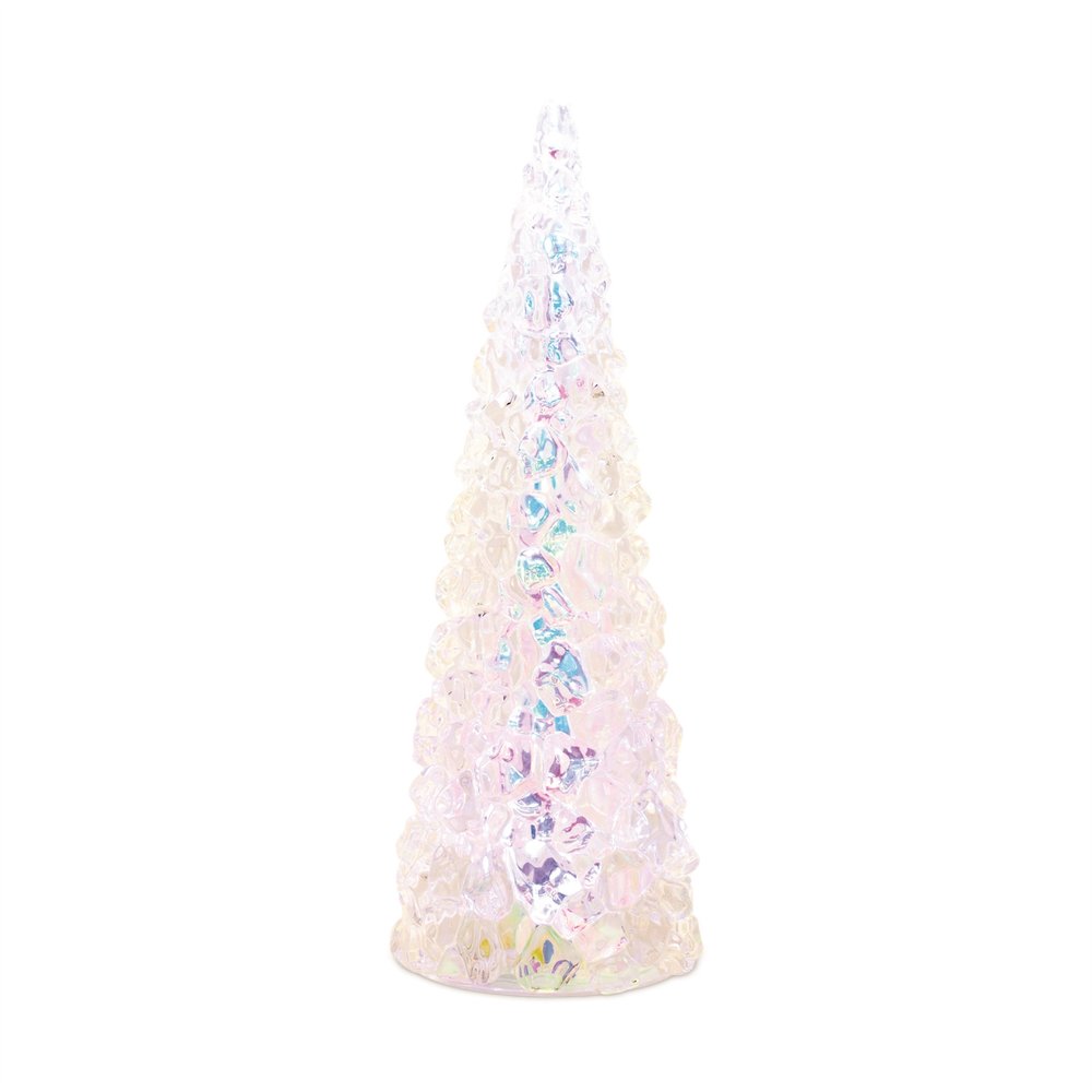 14" White Blue And Pink Plastic Trees Tabletop Sculpture with LED