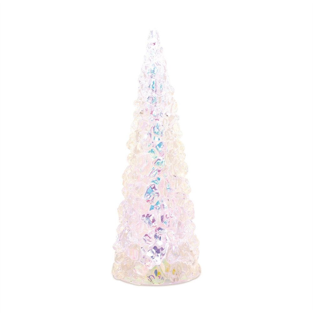 14" White Blue And Pink Plastic Trees Tabletop Sculpture with LED