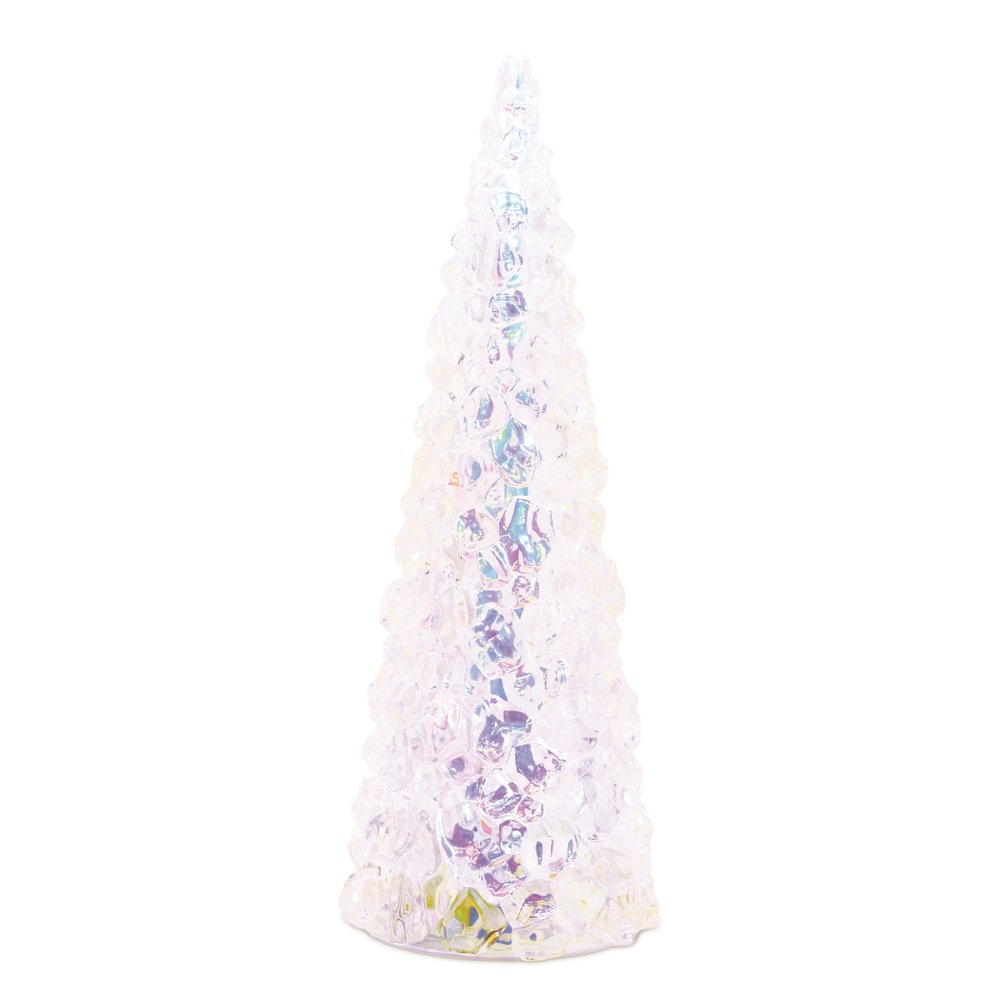 18" White Blue And Pink Plastic Trees Tabletop Sculpture with LED