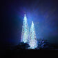 18" White Blue And Pink Plastic Trees Tabletop Sculpture with LED