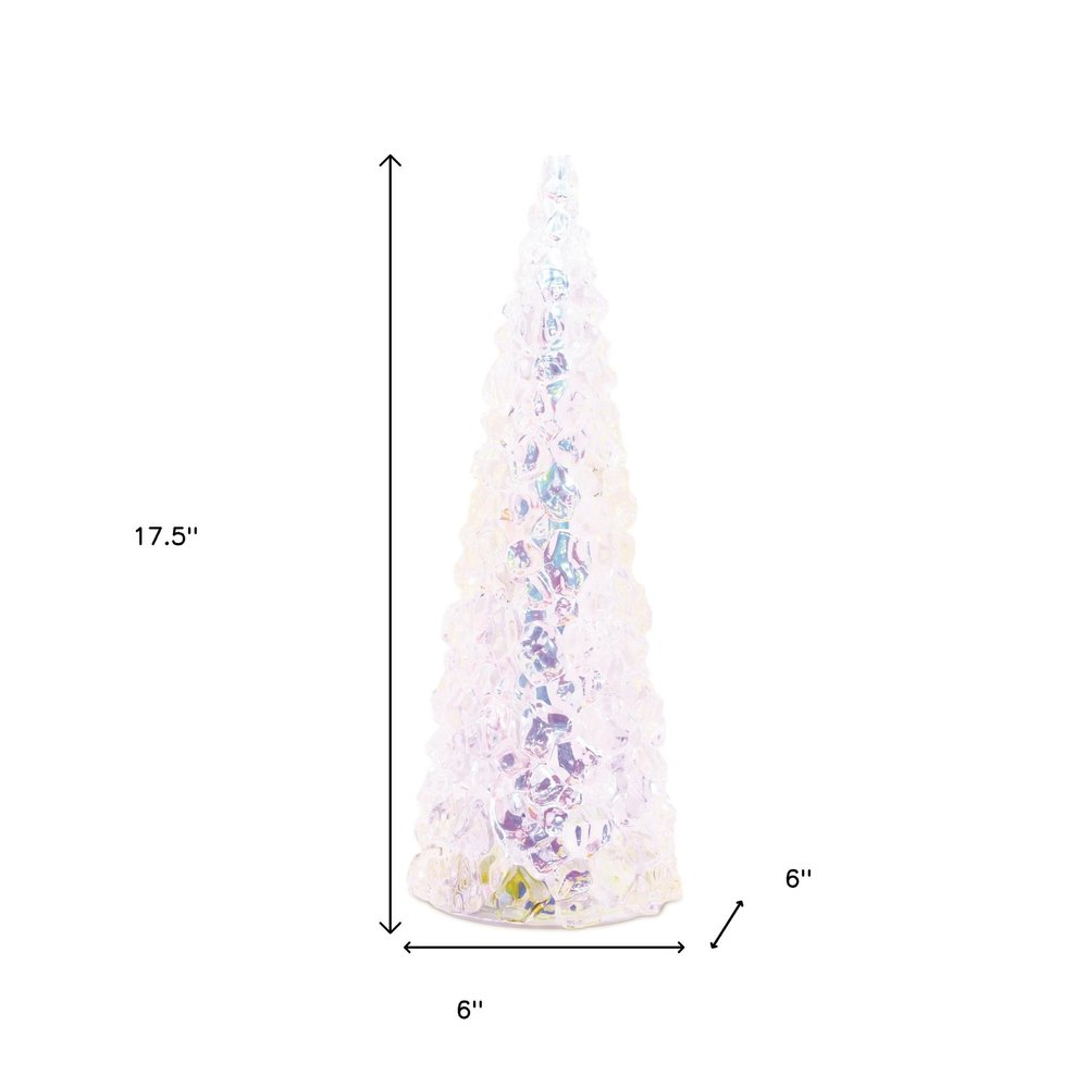 18" White Blue And Pink Plastic Trees Tabletop Sculpture with LED