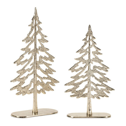 Set of Two Gold Aluminum Tabletop Sculpture