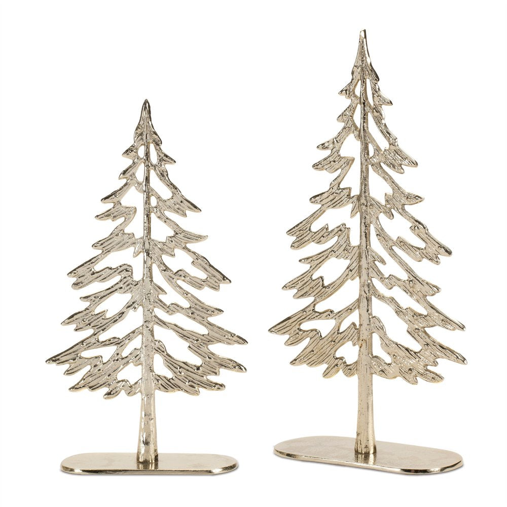 Set of Two Gold Aluminum Tabletop Sculpture