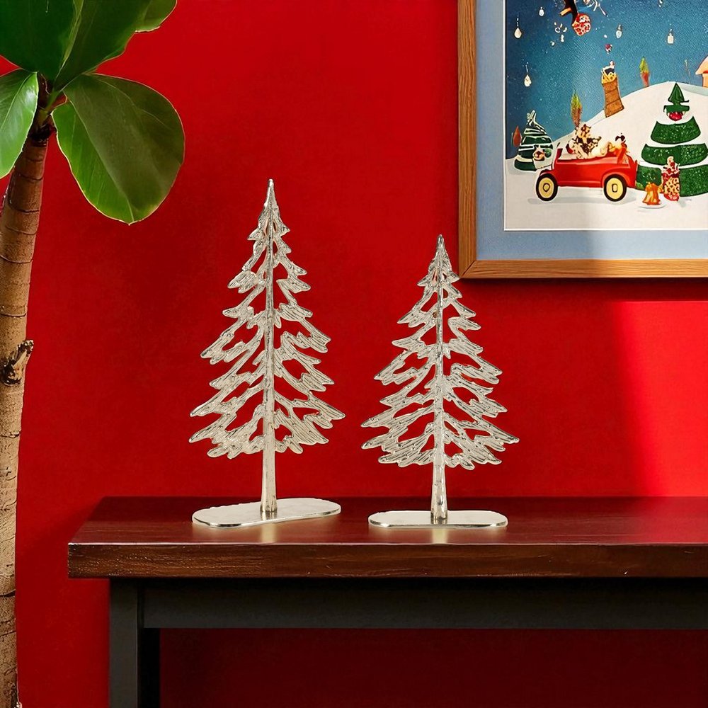 Set of Two Gold Aluminum Tabletop Sculpture