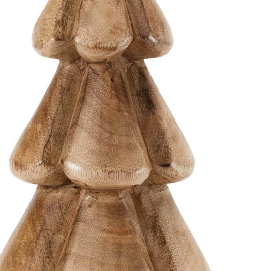 Set of Two Brown Wood Trees Tabletop Sculpture