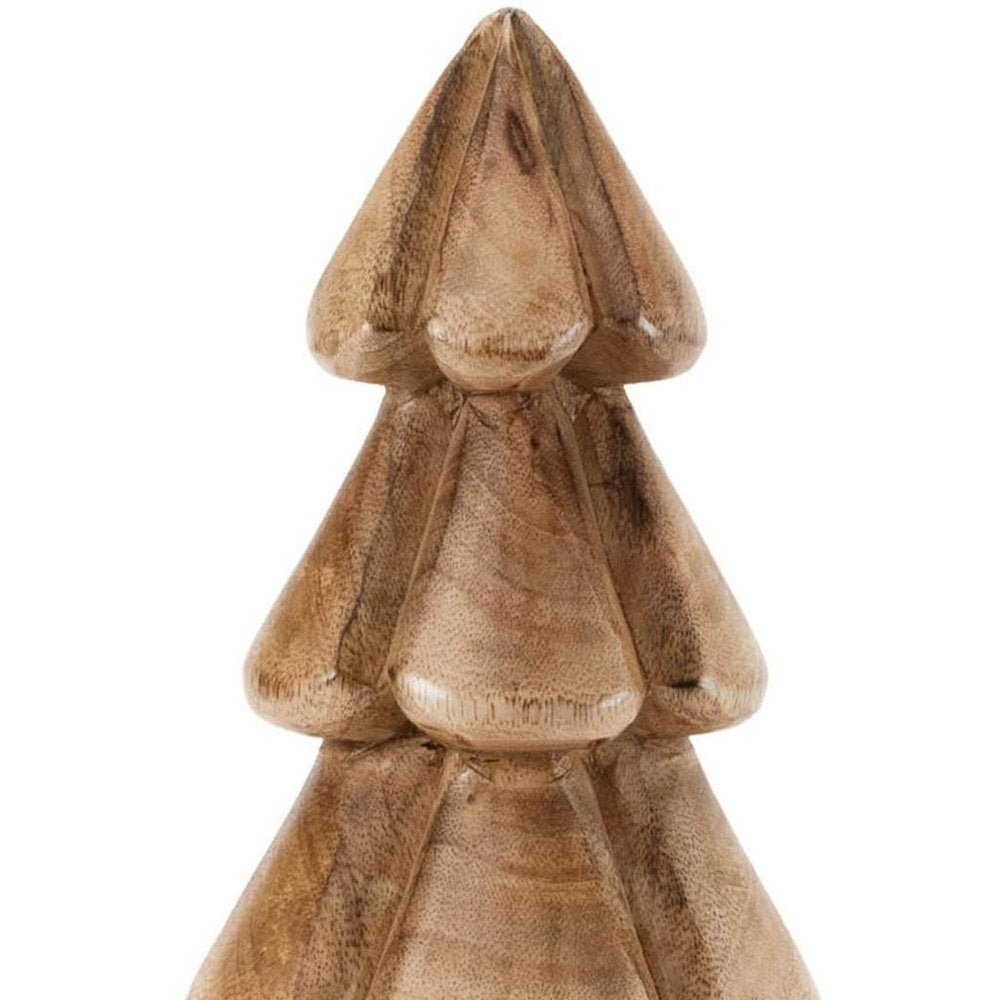 Set of Two Brown Wood Trees Tabletop Sculpture