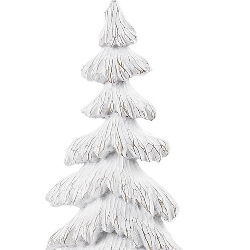 Set of Two White Polyresin Trees Tabletop Sculpture