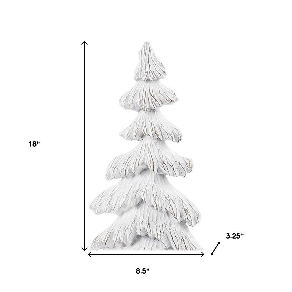 Set of Two White Polyresin Trees Tabletop Sculpture