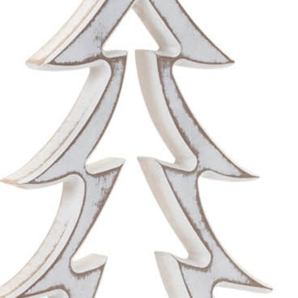 Set of Two White And Beige Trees Tabletop Sculpture