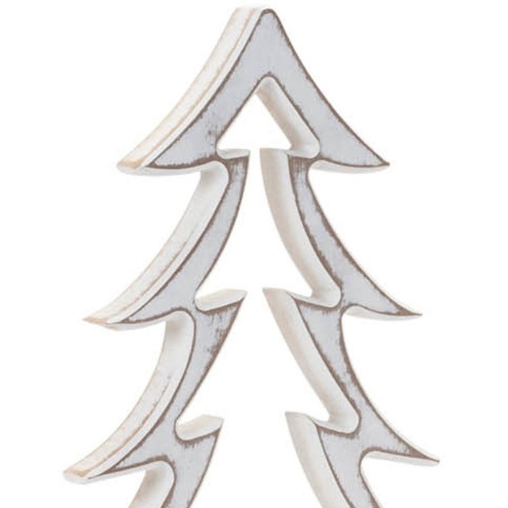Set of Two White And Beige Trees Tabletop Sculpture