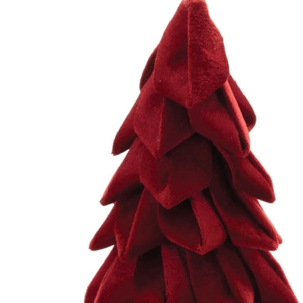 Set of Two Red Fabric Trees Tabletop Sculpture